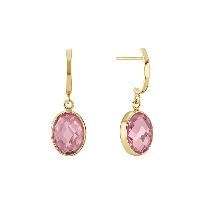 Lund Lund Copenhagen - 8kt guld øreringe med pink sten - 3091243-4-55