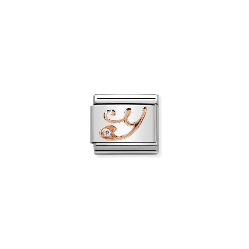 Nomination Letter Y w/ Cubic Zirconia Rose Gold