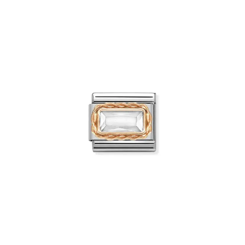 Nomination Faceted Baguette White Rose Gold