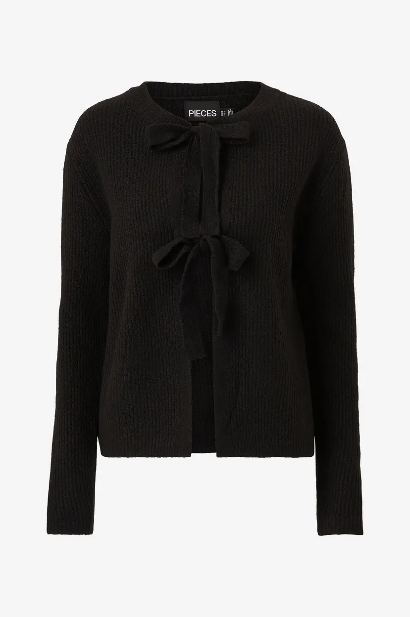Pieces Kardigan pcSilly LS Reversible Tie Knit - Svart