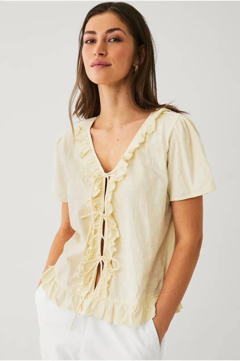 Ellos Collection Topp med volangkanter - Gul