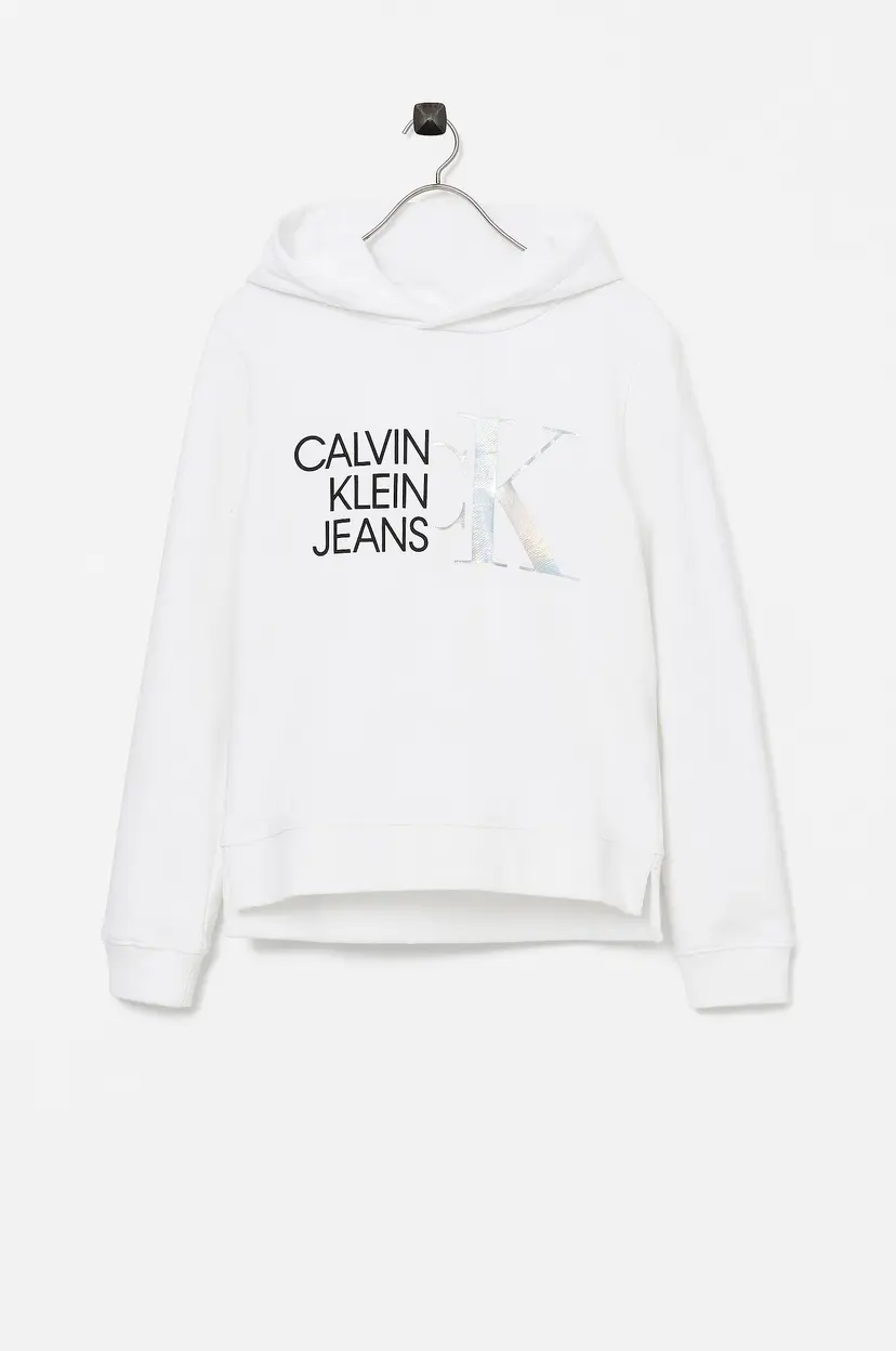 Calvin Klein Hettegenser Hybrid Logo Hoodie - Hvit
