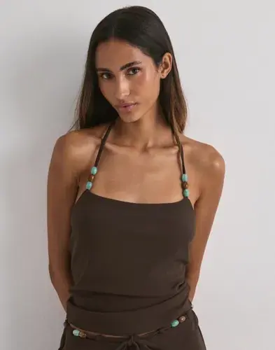 Nelly Nelly - - Tie Bead Halterneck Top