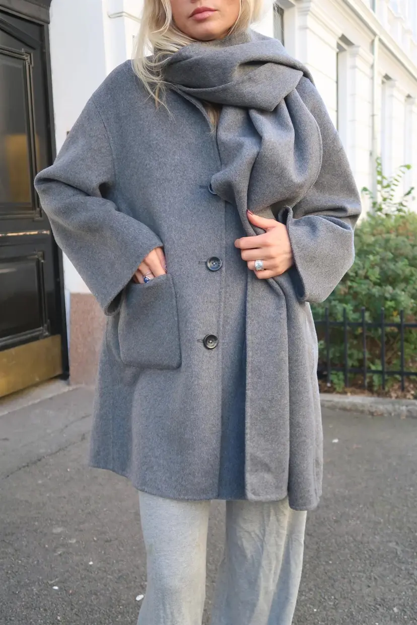 Clermonte Sandy Wool Coat With Scarf