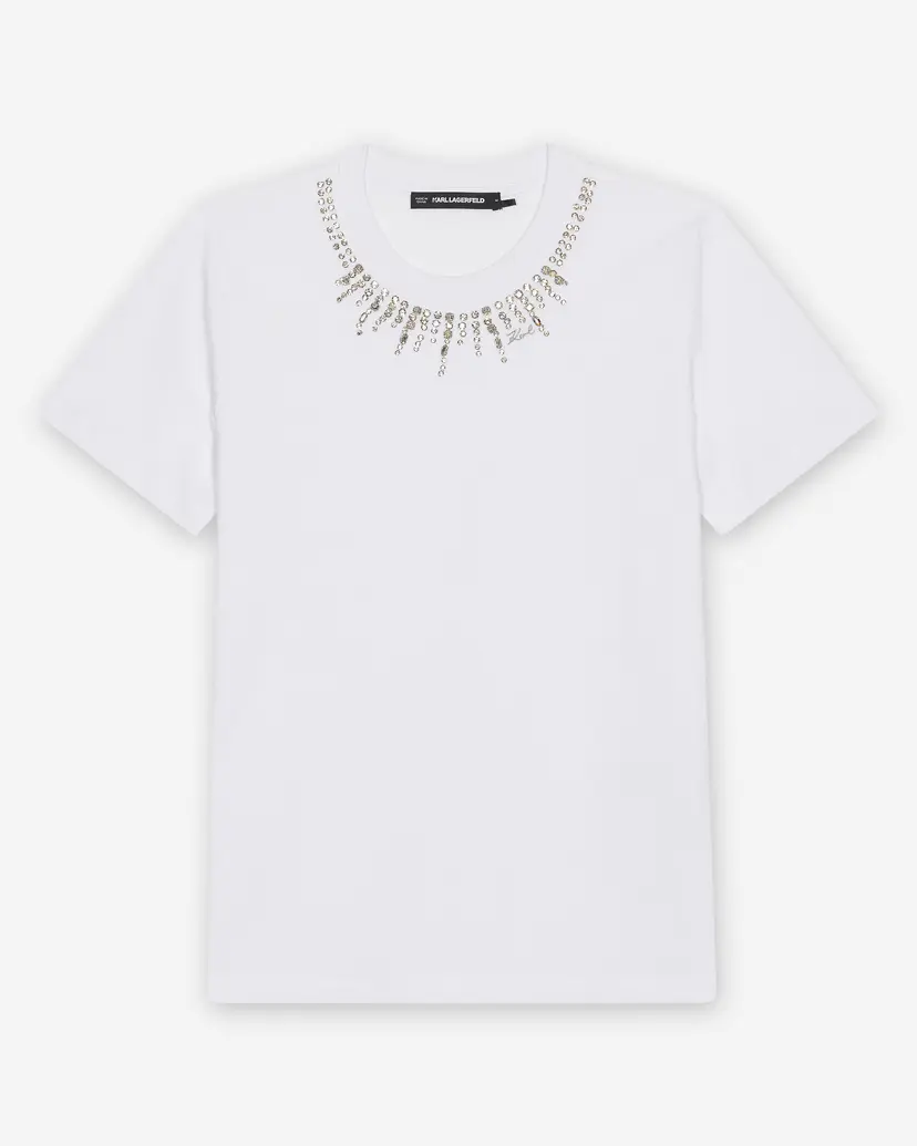Karl Lagerfeld Karl Lagerfeld Embellishment White T-shirt