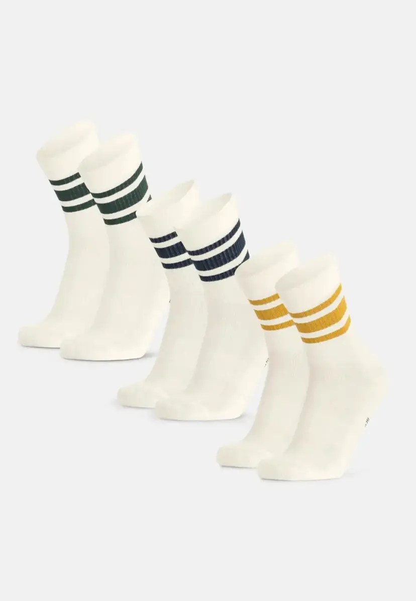 DANISH ENDURANCE DANISH ENDURANCE Tennis Crew Strømper, Offwhite/mørkegrøn | Offwhite/marine | Offwhite/sennep, 43-47
