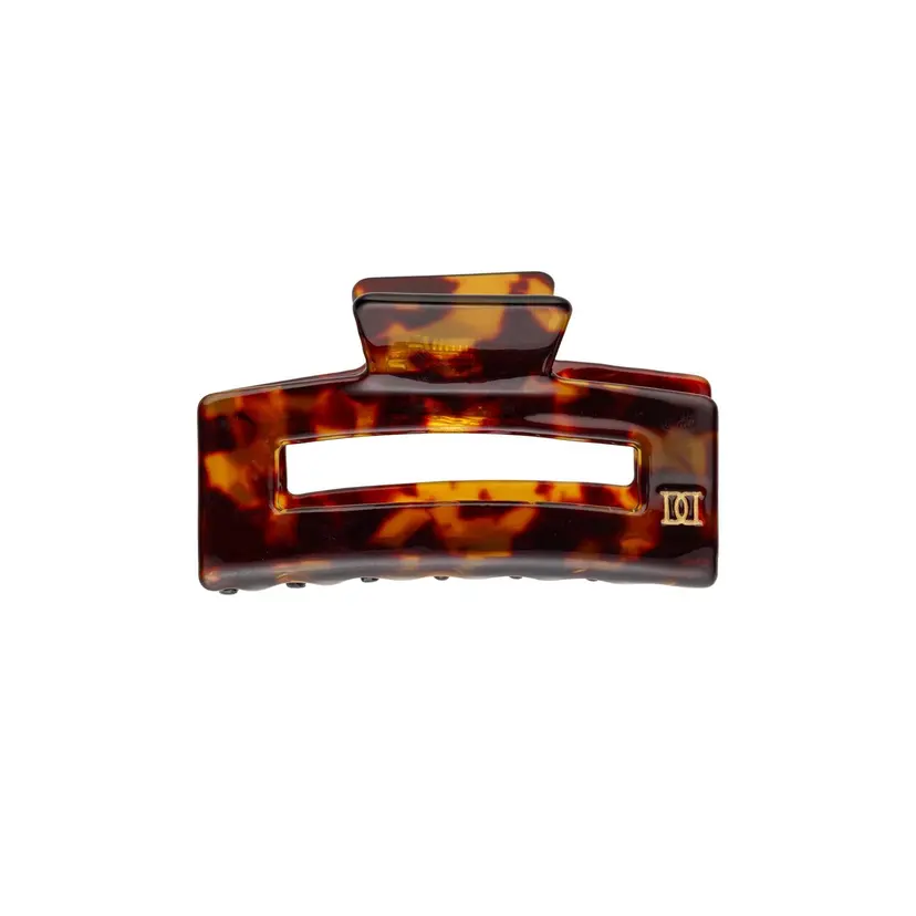 Dark Square Hair Claw Small Brown Tortoise