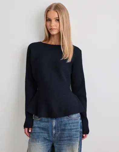 Vero Moda Vero Moda - Blå - Vmpaulina Ls Boatneck Knit Exp