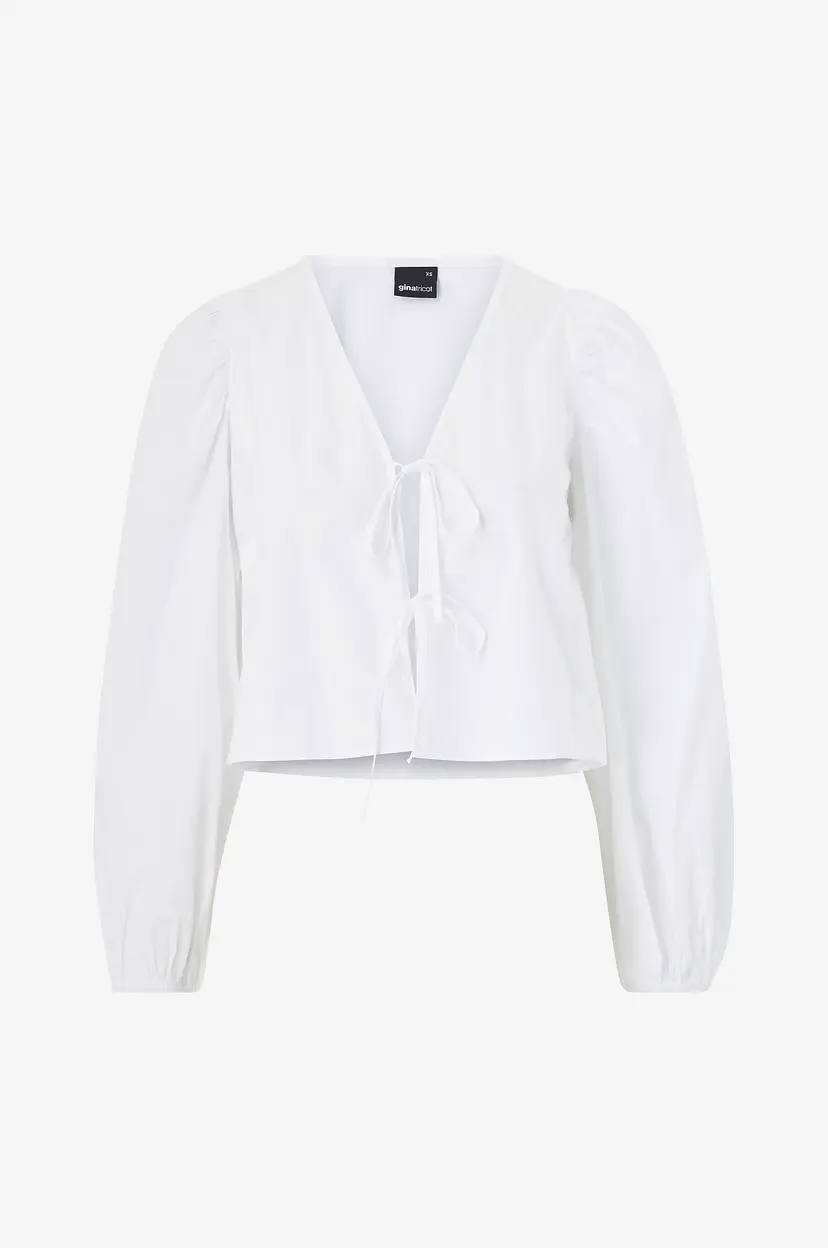 Gina Tricot Bluse Tie Blouse - Hvit