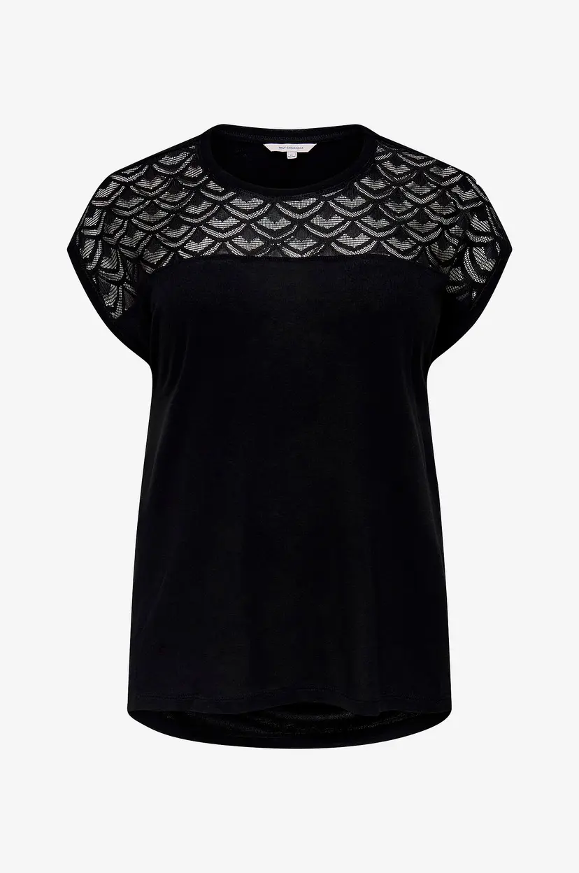 Only Carmakoma Topp carFlake S/S Mix Top Noos - Svart