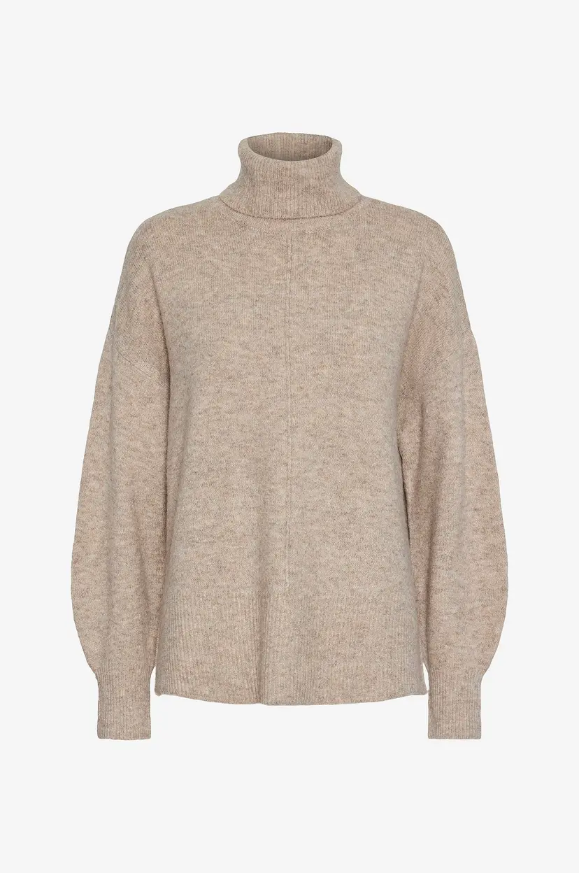 Pieces Genser pcMalou LS Rollneck Knit BC - Brun