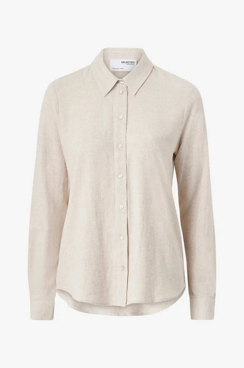 Selected Women Skjorte slfViva LS Shirt - Beige