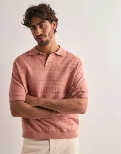 Selected Men Selected Men Slhfoam Ss Knit Relaxed Structure P Kortermet poloskjorte Brun