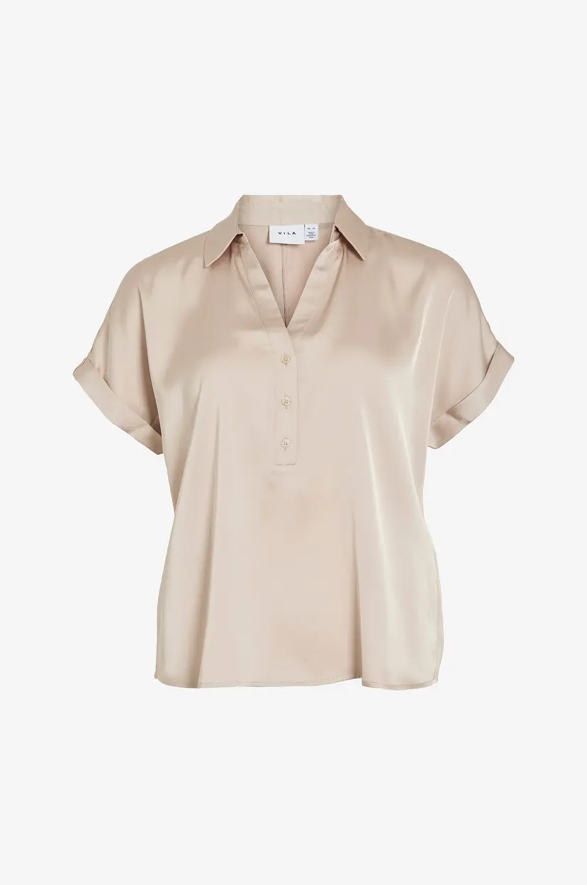 Vila Bluse viEenna Ravenna S/S - Beige