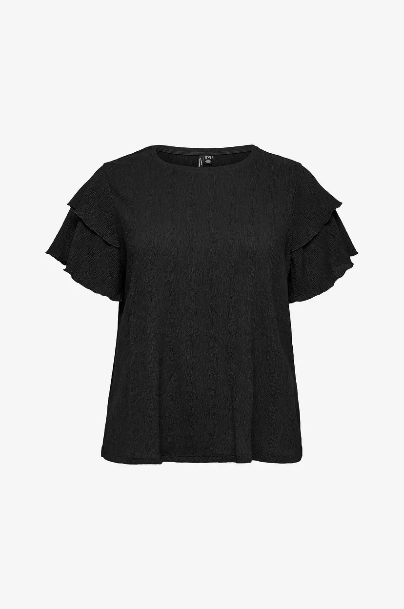 Vero Moda Curve Topp Vmcamanda Ss O-Neck Top Jrs Cur - Svart