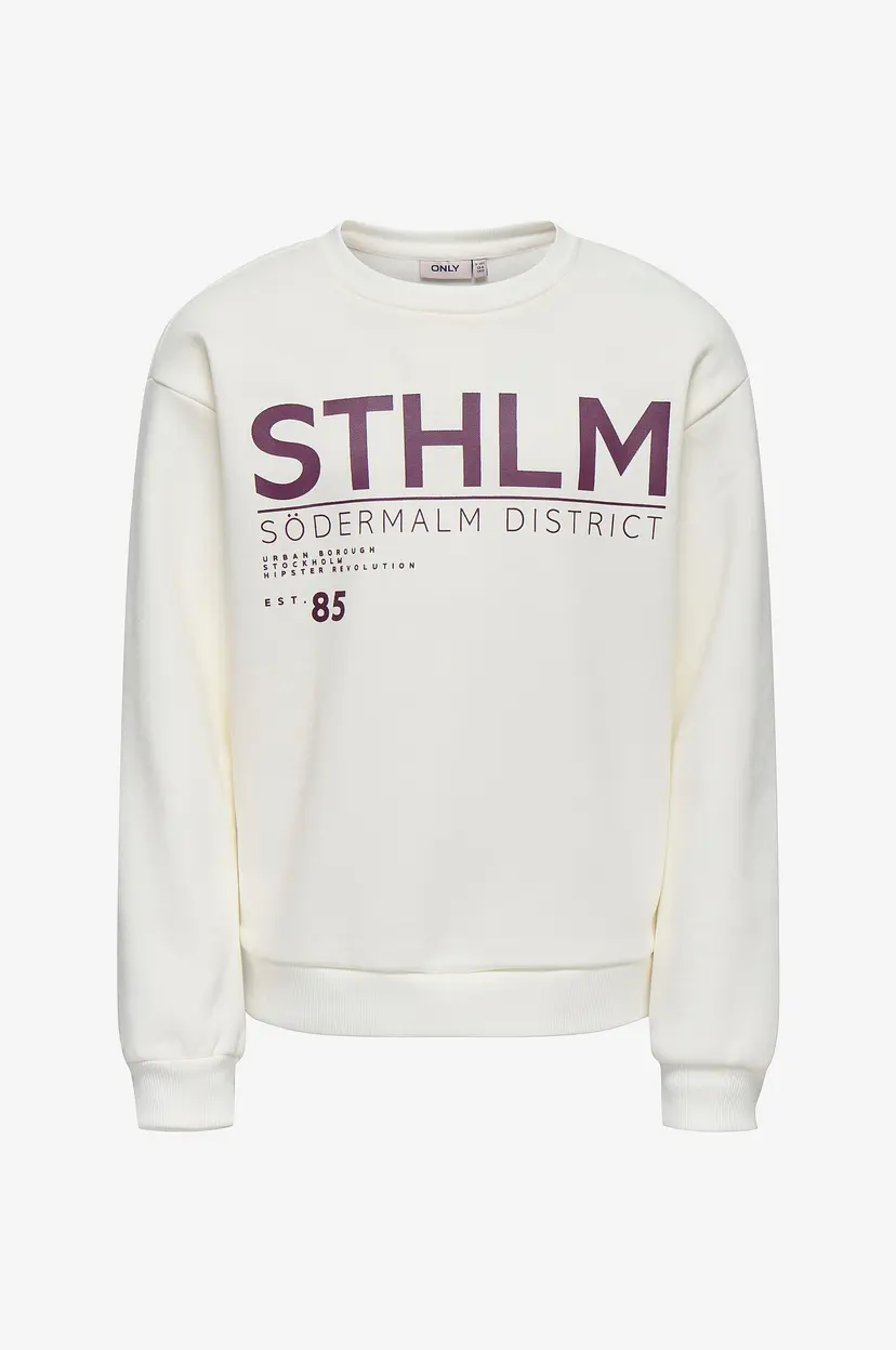 Kids Only Collegegenser kogZenja Boxy L/S Printed - Hvit