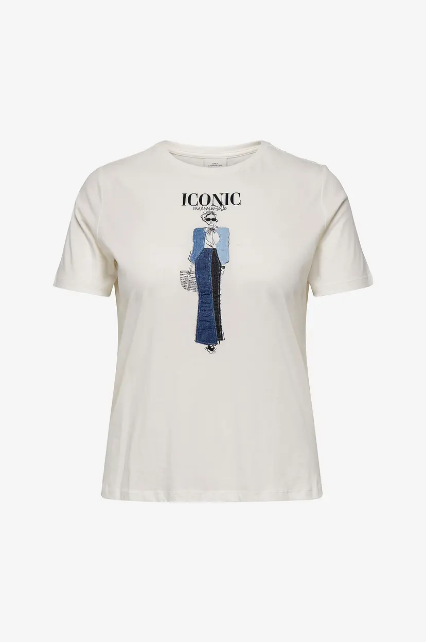 Only Carmakoma Topp carKita Life SS Jeans Tee Jrs - Hvit