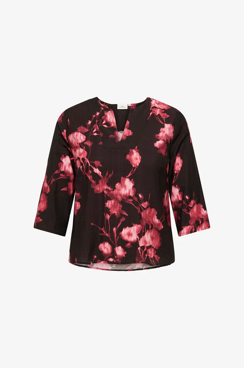 Only Carmakoma Topp carCamille 3/4 V-neck Top Aop - Svart