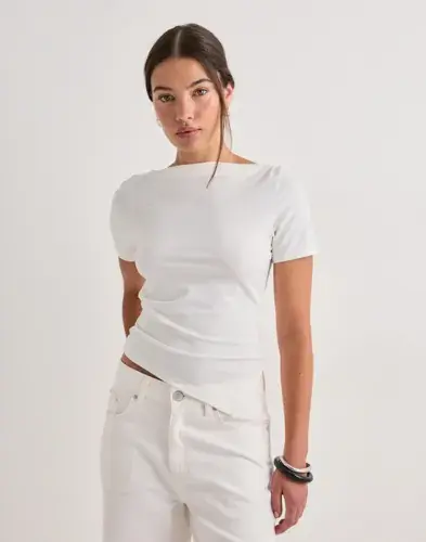 Pieces Pieces - Hvit - Pcsirene Ss Drapy Top Jrs Cp Bc