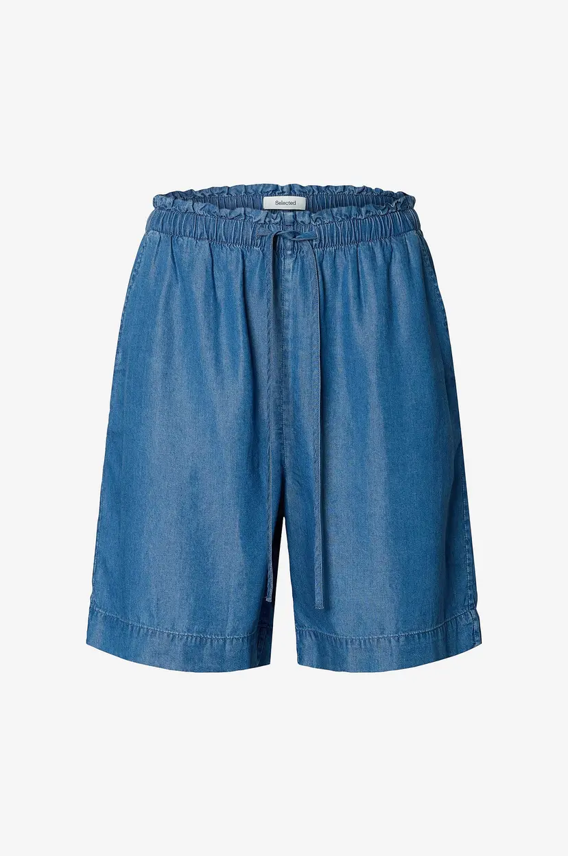 Selected Women Jeans-shorts slfJanna MW Elastic String B - Blå