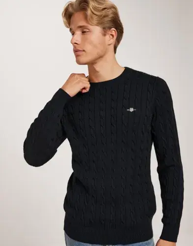 GANT Gant Cotton Cable C-Neck Strikkegensere Blå