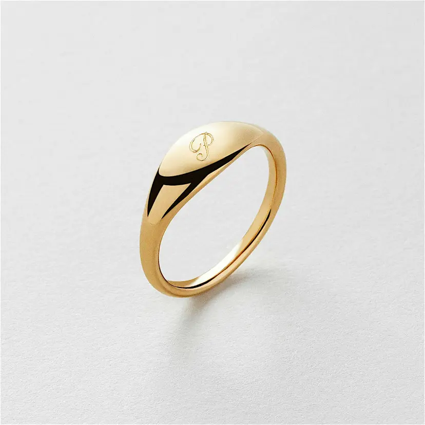 Safira Signet Leo Ring Gravering