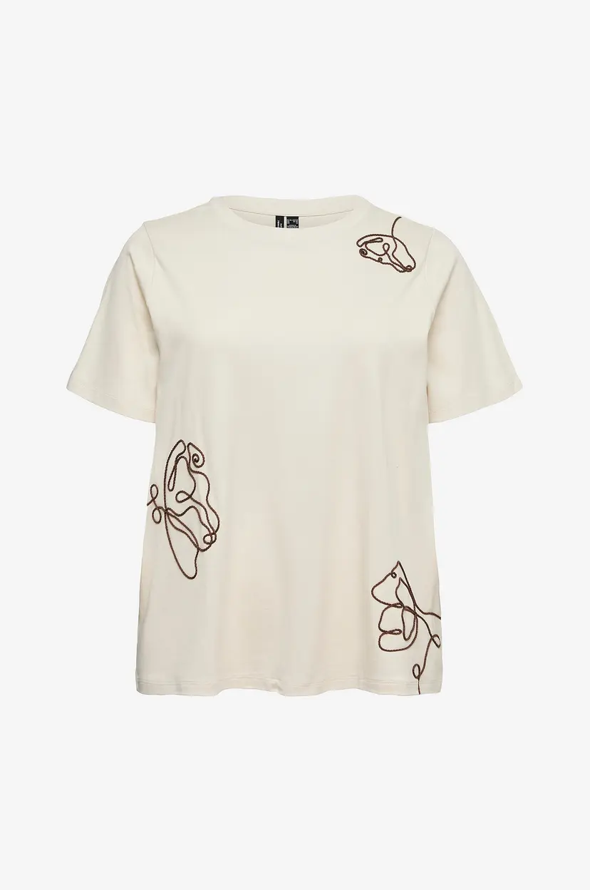 Vero Moda Curve T-skjorte Vmcirene Ss O-Neck Top Jrs Cur - Beige