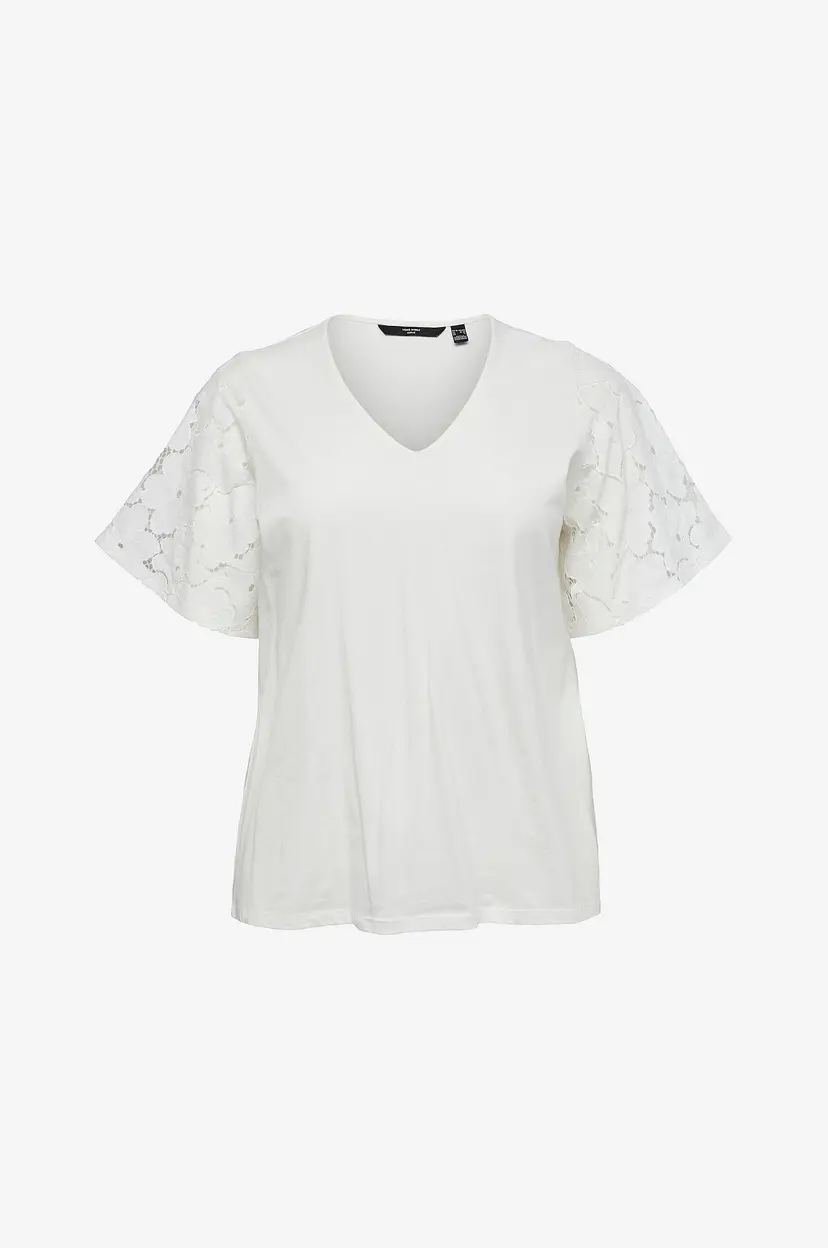 Vero Moda Curve Topp vmcVilla SS V-neck Jrs Cur - Hvit
