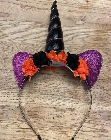 Lili Marleen Enhjørning/unicorn hårbøjle, sort/lilla/orange deluxe - vi elsker pynt