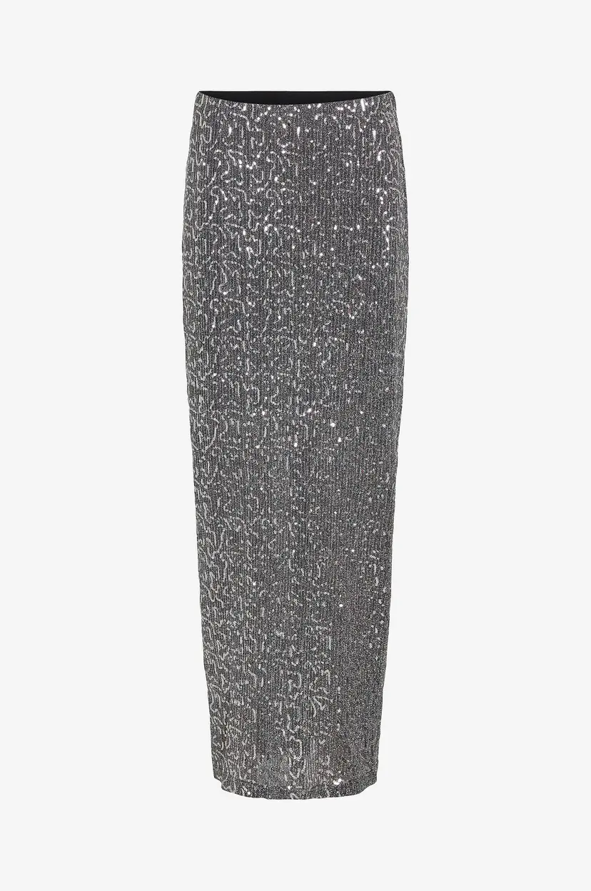Vila Paljettskjørt viSanadu HW Glitter Maxi Skirt - Sølv