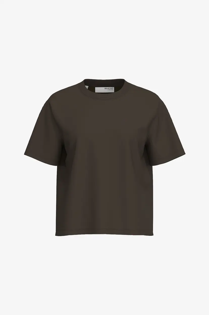 Selected Women T-skjorte slfEssential SS Boxy - Brun