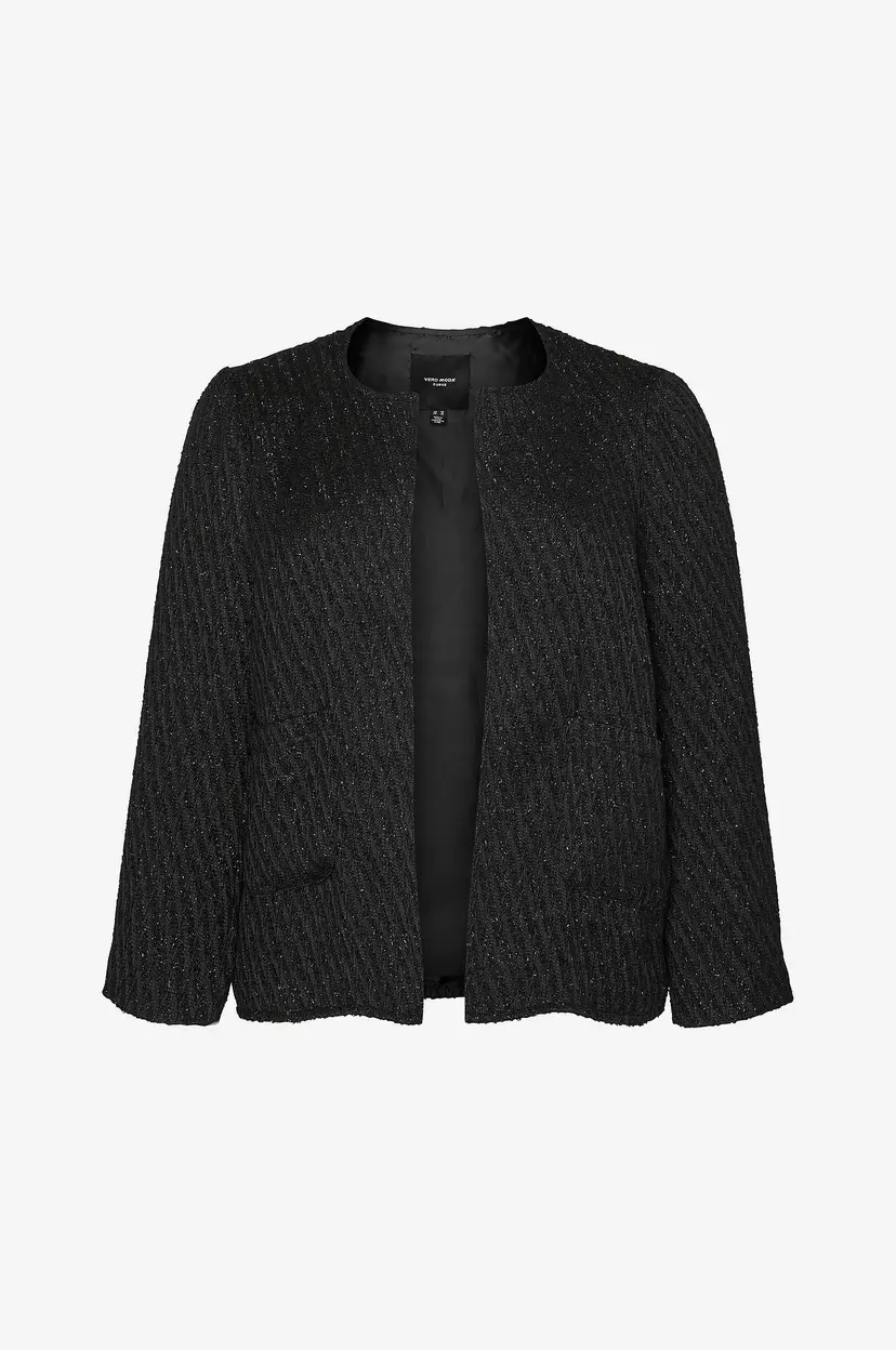 Vero Moda Curve Blazer vmCanesa LS Short Tweed Lurex Blazer - Svart