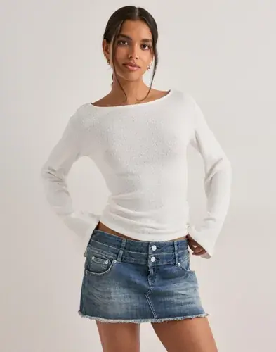 Nelly Nelly - Blå - Mini Double Waist Jeans Skirt