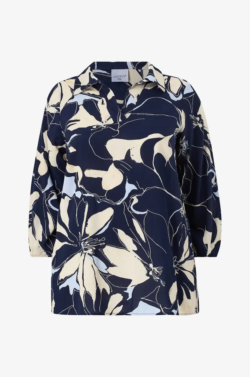 Zhenzi Bluse Zh-amaya 1195-blouse 3/4 - Blå