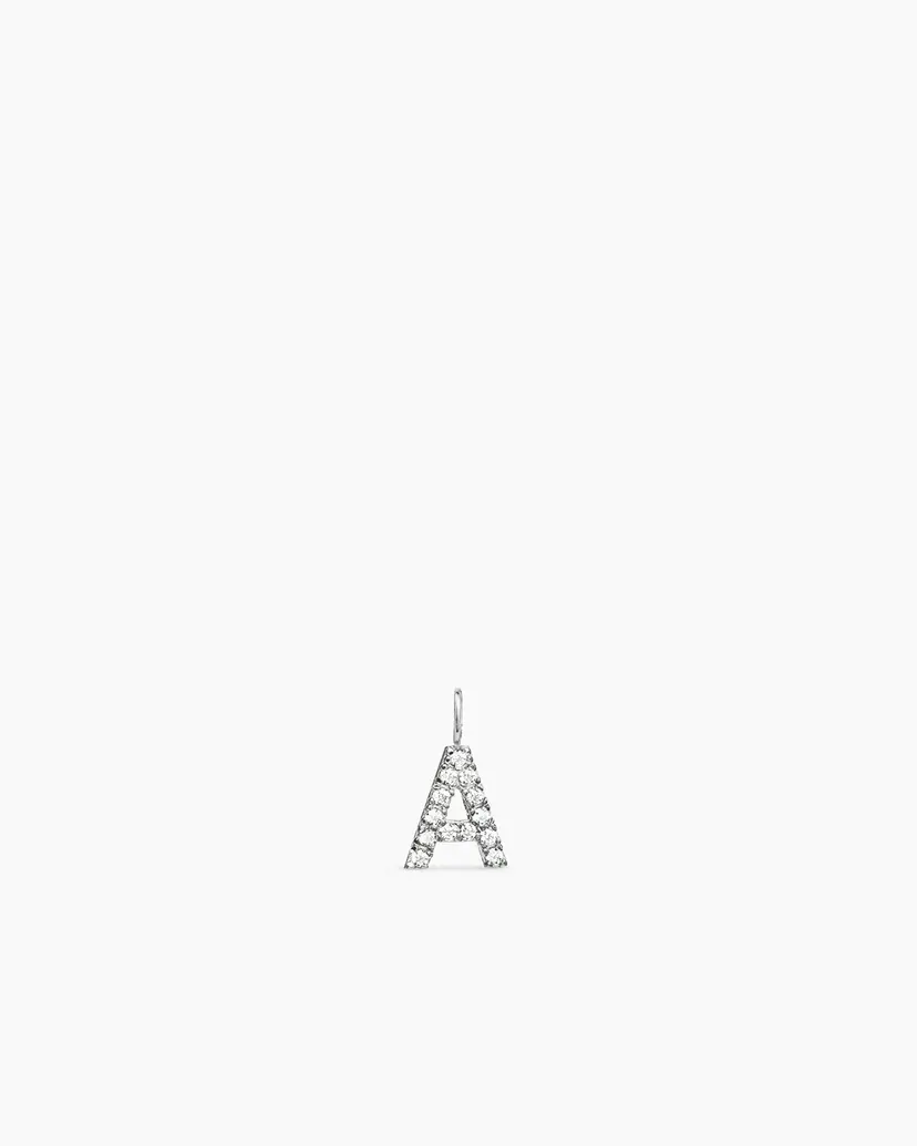 ANI Jewels Stone Letter Charm A Silver