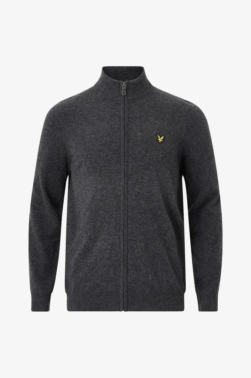 Lyle & Scott Kardigan Lambswool Blend Zip Through Cardigan - Grå
