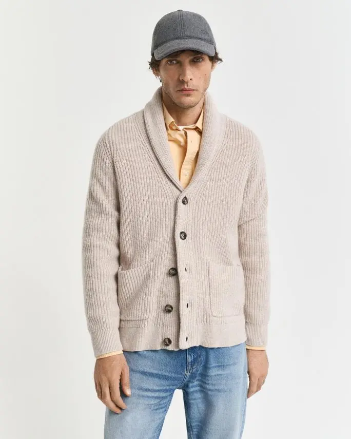 Gant WOOL BLEND SHAWL COLLAR CARDIGAN
