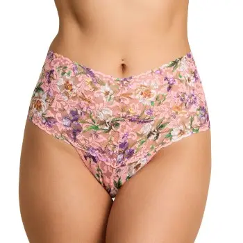 Hanky Panky Hanky Panky Truser 2P Signature Lace Print Retro Thong Blomstret nylon One Size Dame