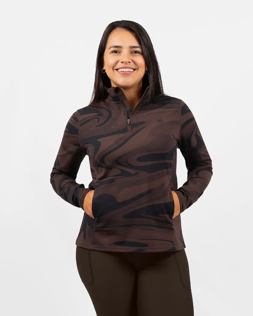 Huabo Bea Chestnut Half Zip Winter Top