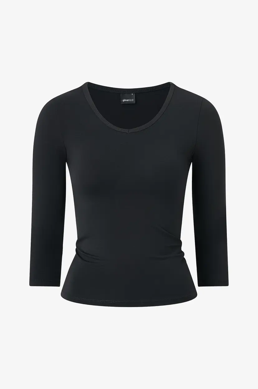 Gina Tricot Topp V-neck quarter sleeve top - Svart