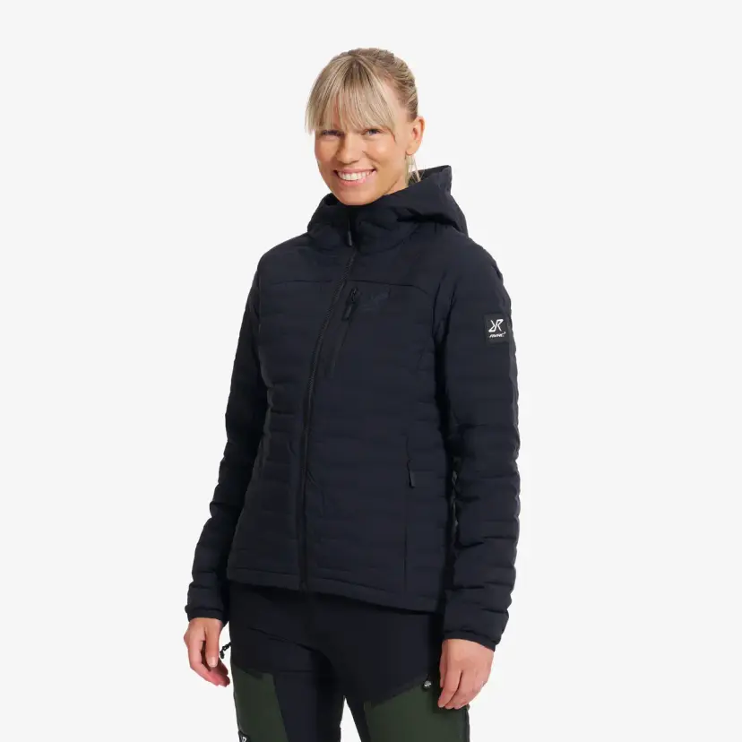 RevolutionRace Flex Stretch Hooded Down Jacket Dame Black