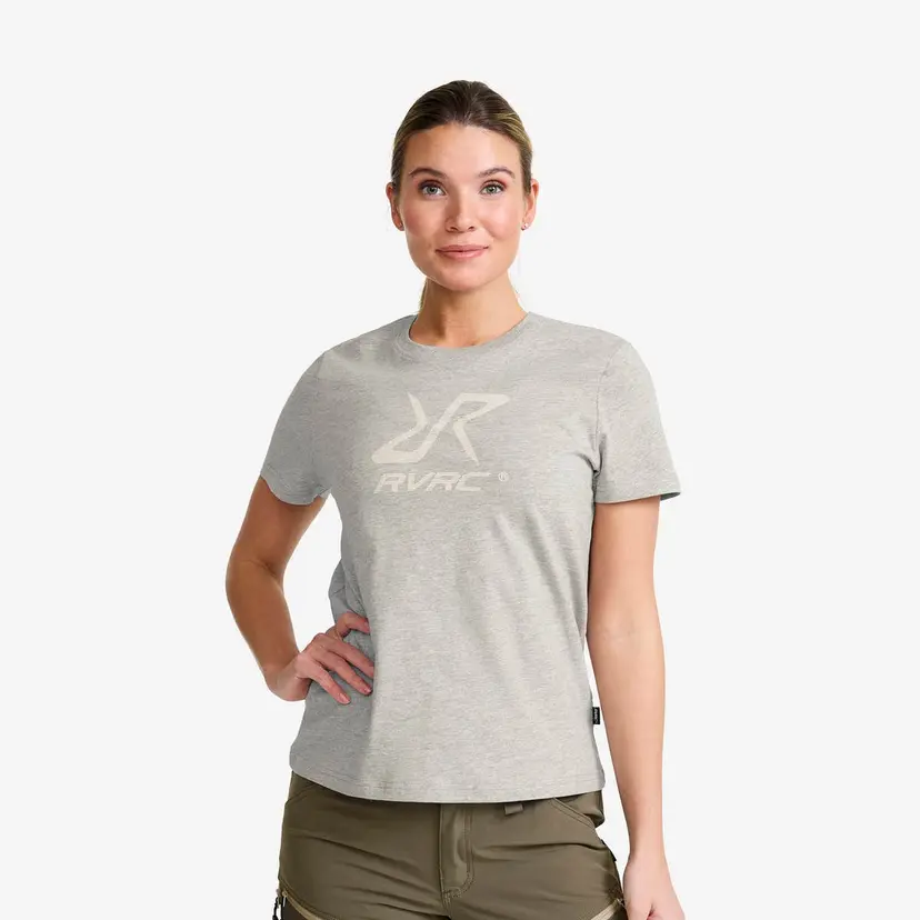 RevolutionRace Easy Graphic Logo T-shirt Dame Grey Melange