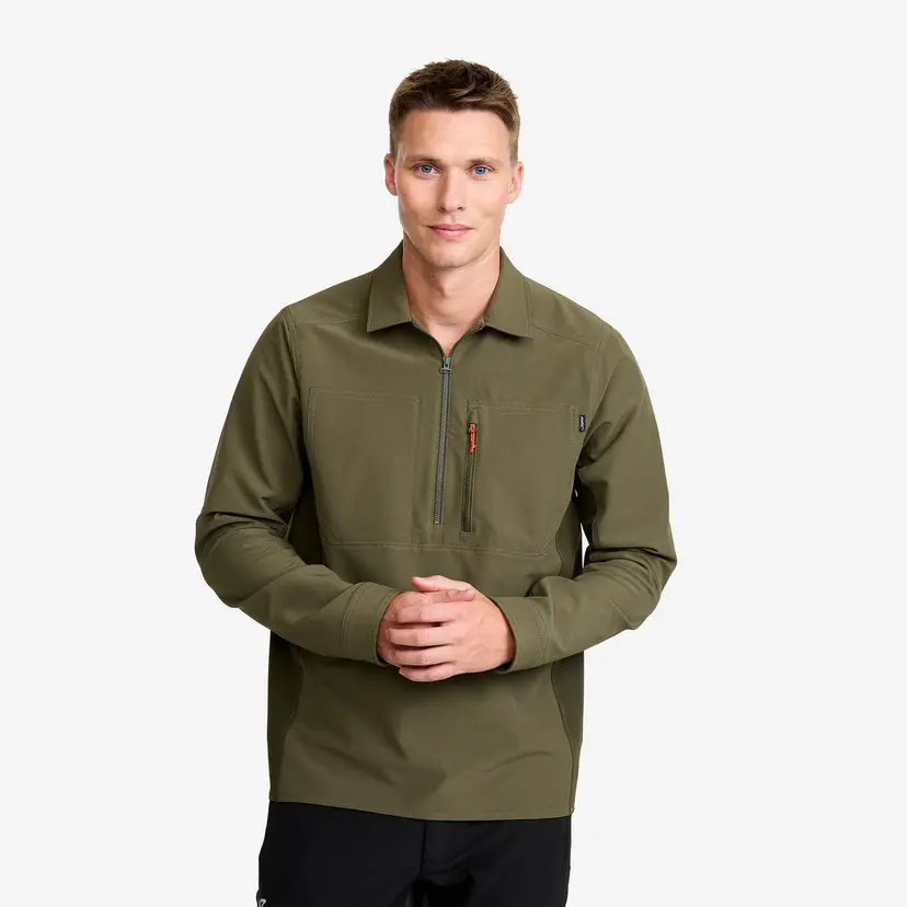 RevolutionRace Ridge Half-zip Stretch Shirt Herre Grape Leaf/Forest Night