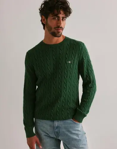 GANT Gant Cotton Cable C-Neck Strikkegensere Grønn