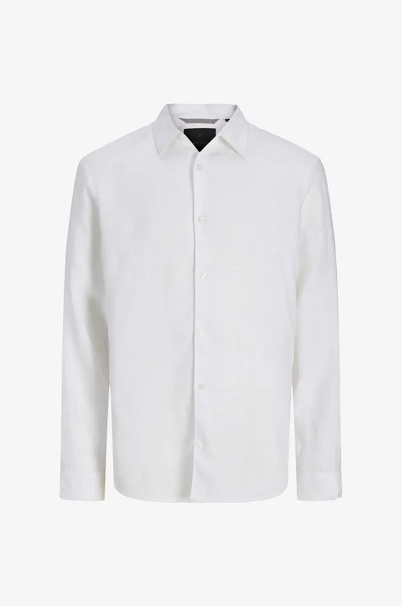 Jack & Jones Linskjorte jprBlalawrence Linen LS Shirt - Hvit
