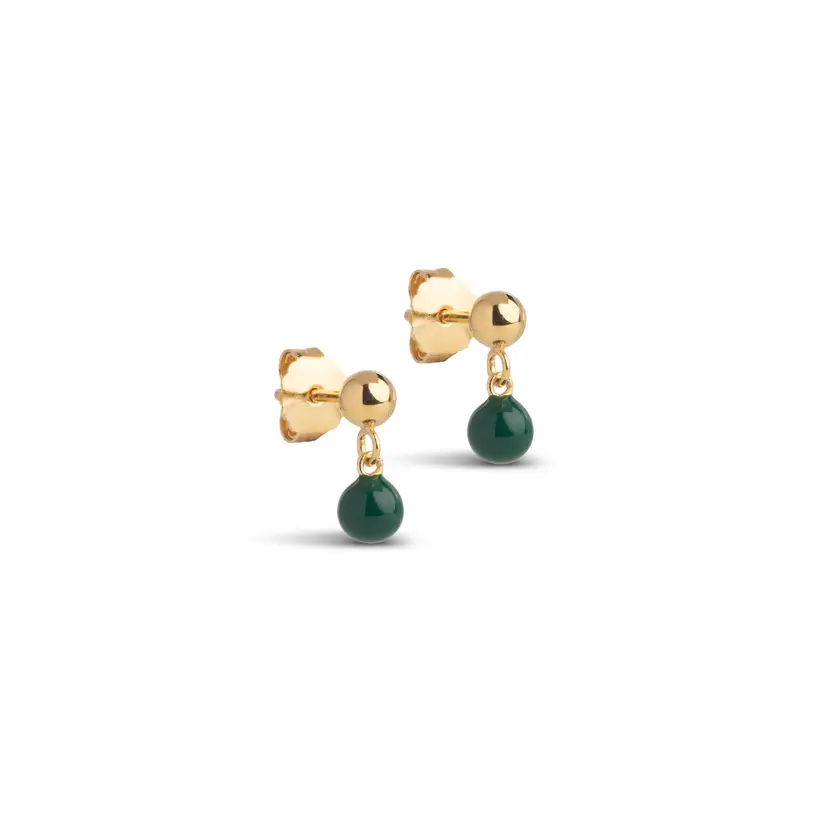 Enamel Enamel - Mina Petrol Green Stud i forgyldt sølv - E439G