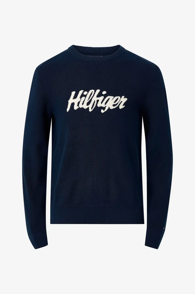 Tommy Hilfiger Pullover Seasonal Graphic Cotton Cneck - Blå