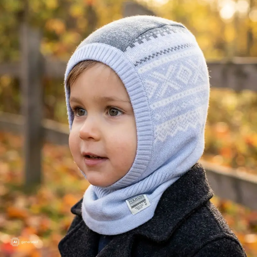 Marius Kids Marius Kids - Marius Balaclava i Ull Baby Lyseblå