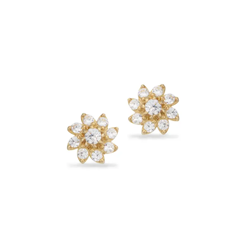 Scrouples Scrouples - Guld ørering med blomst og små sten - 122563