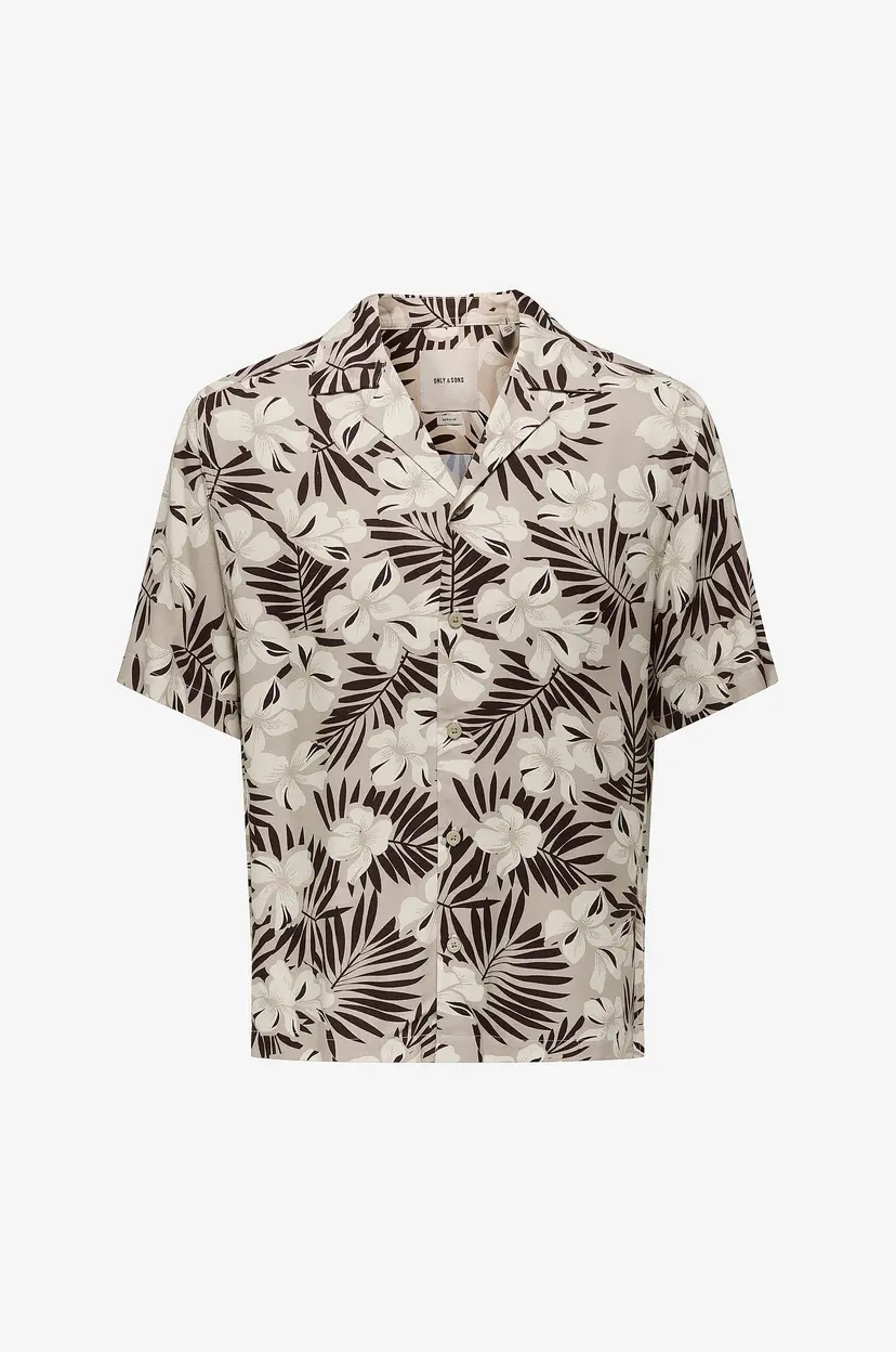 Only & Sons Skjorte onsDash Life Reg Aop SS 001 Resort - Brun